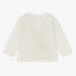 Boys White Cotton Eagle Logo Top