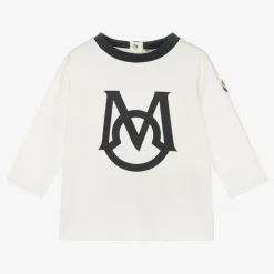 Boys White Cotton Logo Top