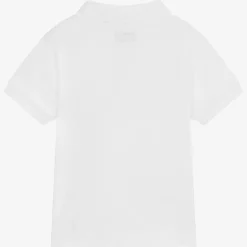 Boys White Cotton Piqué Polo Shirt