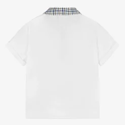 Boys White Cotton Piqué Polo Shirt