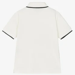 Boys White Cotton Polo Shirt