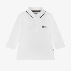 Boys White Cotton Polo Shirt