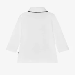 Boys White Cotton Polo Shirt