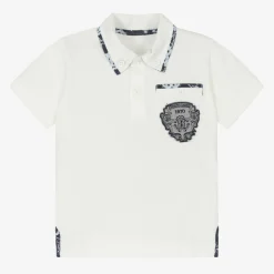 Boys White Cotton Polo Shirt