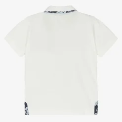 Boys White Cotton Polo Shirt