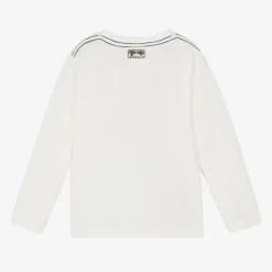 Boys White Cotton Slogan Monkey Top