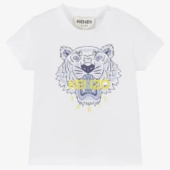 Boys White Cotton Tiger T-Shirt