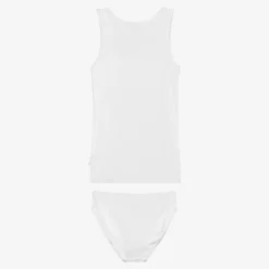 Boys White Cotton Top & Pants Set