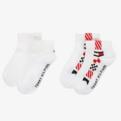 Boys White Cotton Trainer Socks (2 Pack)