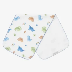 Boys White Dinosaur Domain Burp Cloth (48cm)