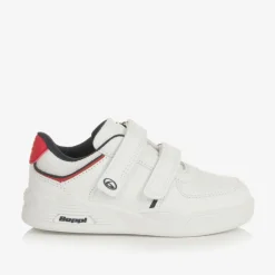 Boys White Faux Leather Velcro Trainers