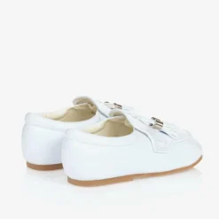 Boys White Faux Patent Leather Loafers