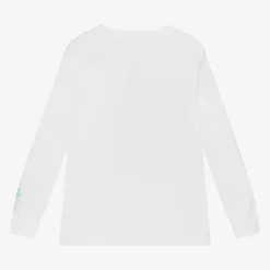 Boys White Graphic Print Cotton Top