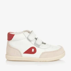 Boys White Leather High-Top Trainers