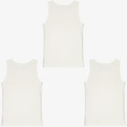 Boys White Organic Cotton Vests (3 Pack)