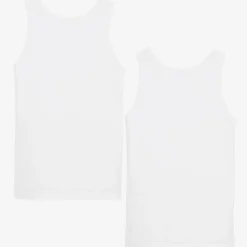 Boys White Organic Cotton Vests (2 Pack)