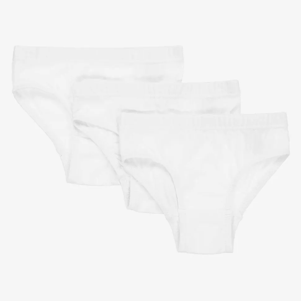 Boys White Organic Cotton Briefs (3 Pack)