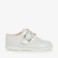 Boys White Patent First Walker Shoes