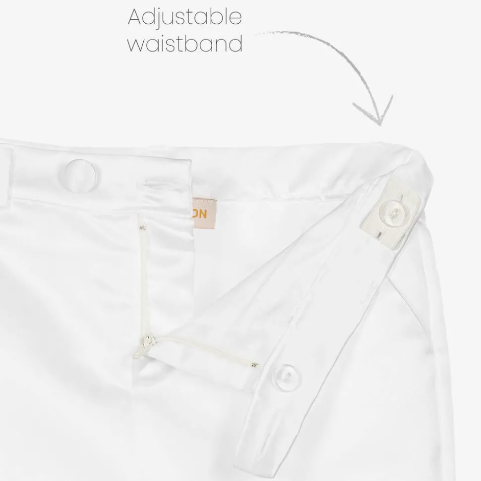 Boys White Satin 5-Piece Suit