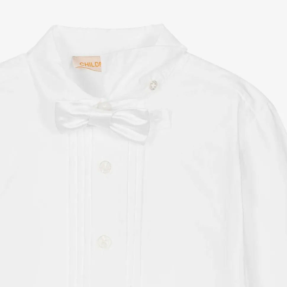 Boys White Satin 5-Piece Suit