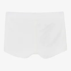 Boys White Viscose Bamboo Boxer Shorts