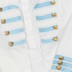 Boys White Viscose Military Shorts Suit