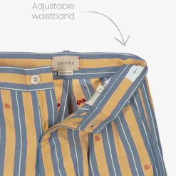 Boys Yellow & Blue Striped Cotton Shorts