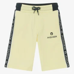 Boys Yellow Cotton Logo Tape Shorts