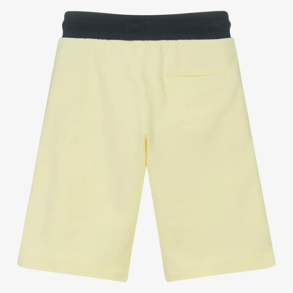 Boys Yellow Cotton Logo Tape Shorts