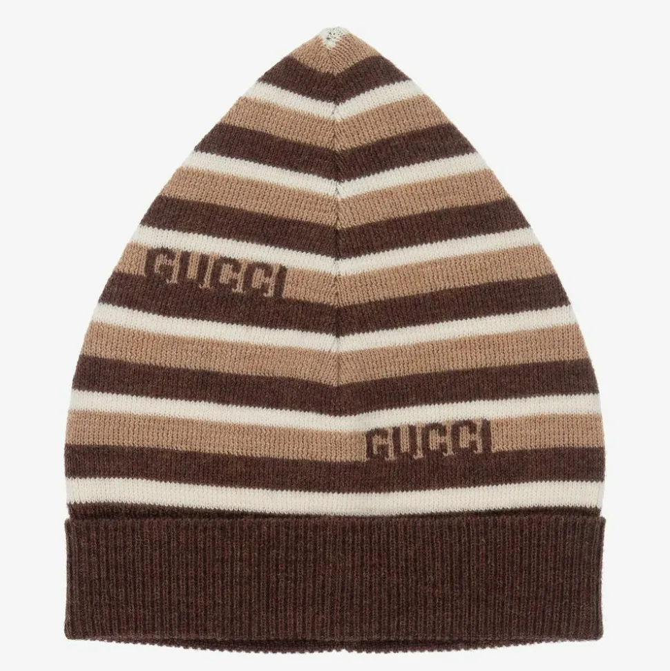 Brown & Beige Striped Baby Hat