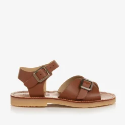 Brown Leather Buckle Sandals