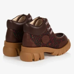 Brown Leather Lace-Up Boots