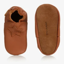 Brown Leather Star Slippers