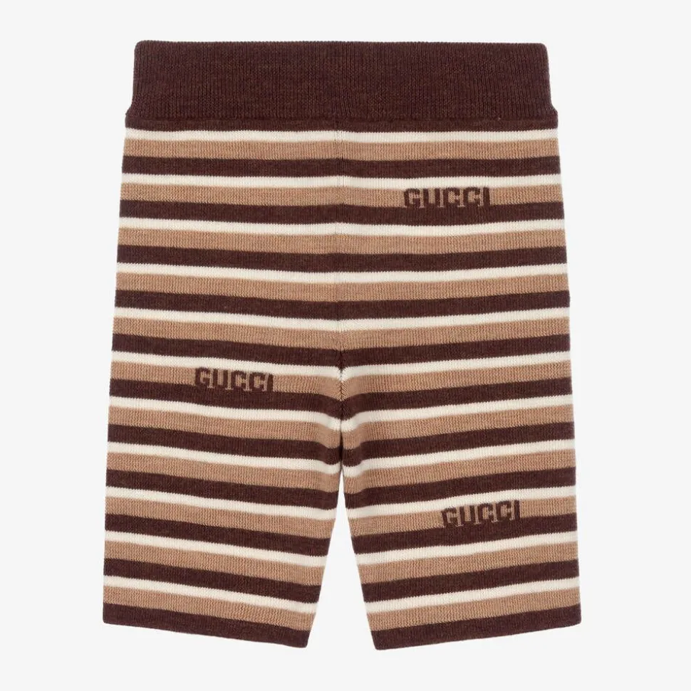 Brown Stripe Knitted Wool Baby Shorts