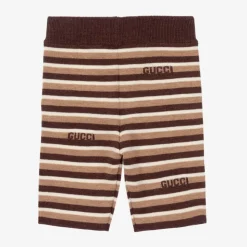 Brown Stripe Knitted Wool Baby Shorts