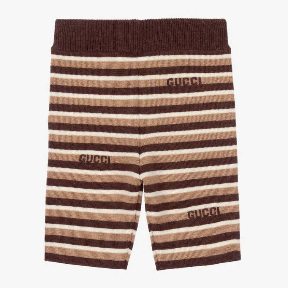 Brown Stripe Knitted Wool Baby Shorts