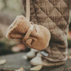 Brown Teddy Fleece Baby Mittens