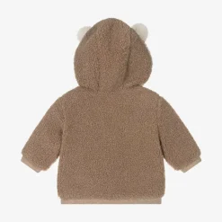 Brown Teddy Fleece Zip-Up Baby Top