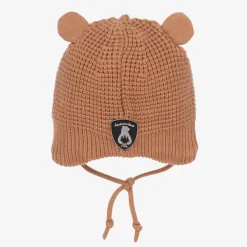 Brown Viscose Knit Bear Hat