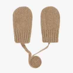 Brown Wool & Cashmere Baby Mittens