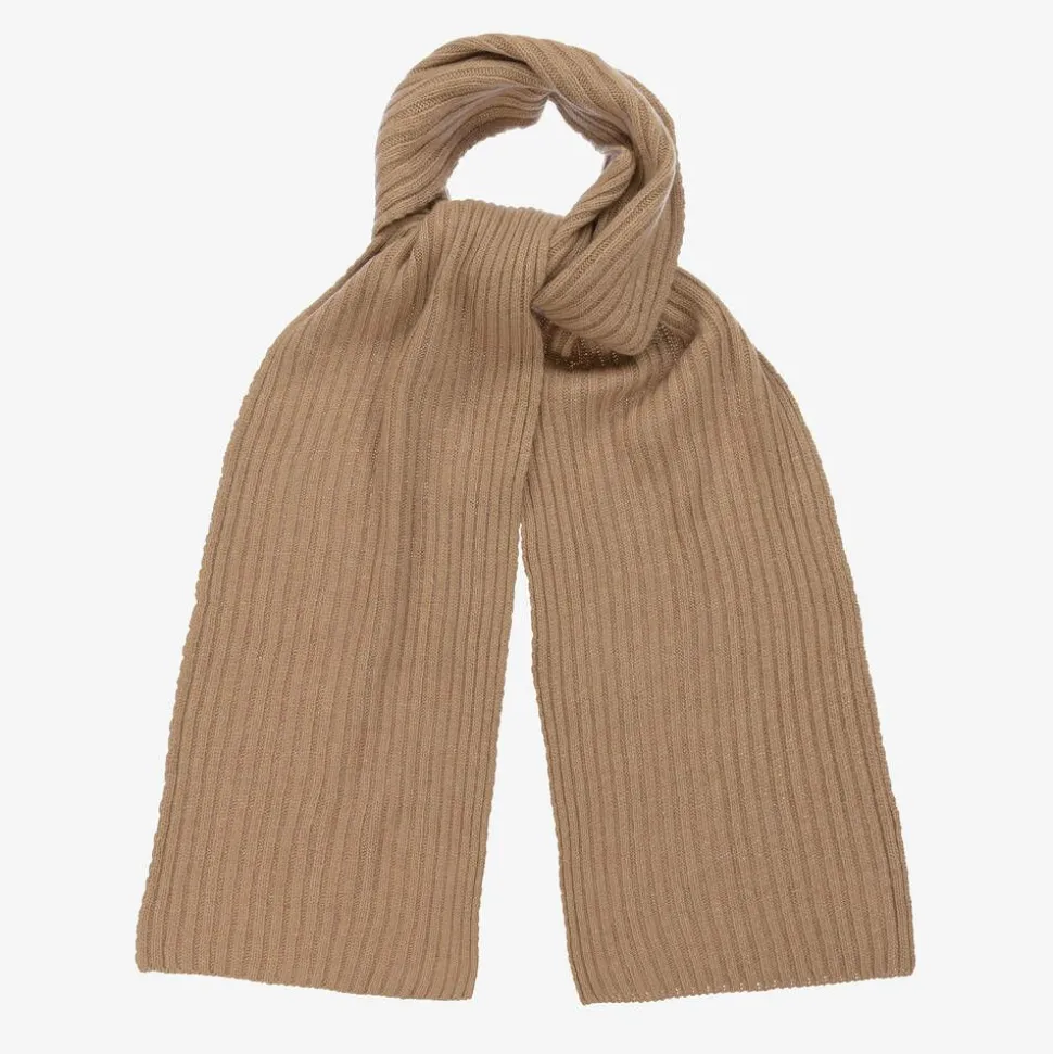 Brown Wool & Viscose Knitted Scarf (190cm)