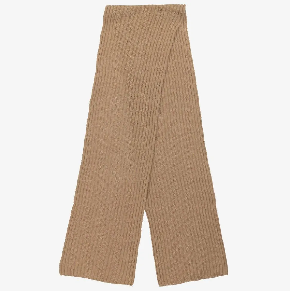 Brown Wool & Viscose Knitted Scarf (190cm)