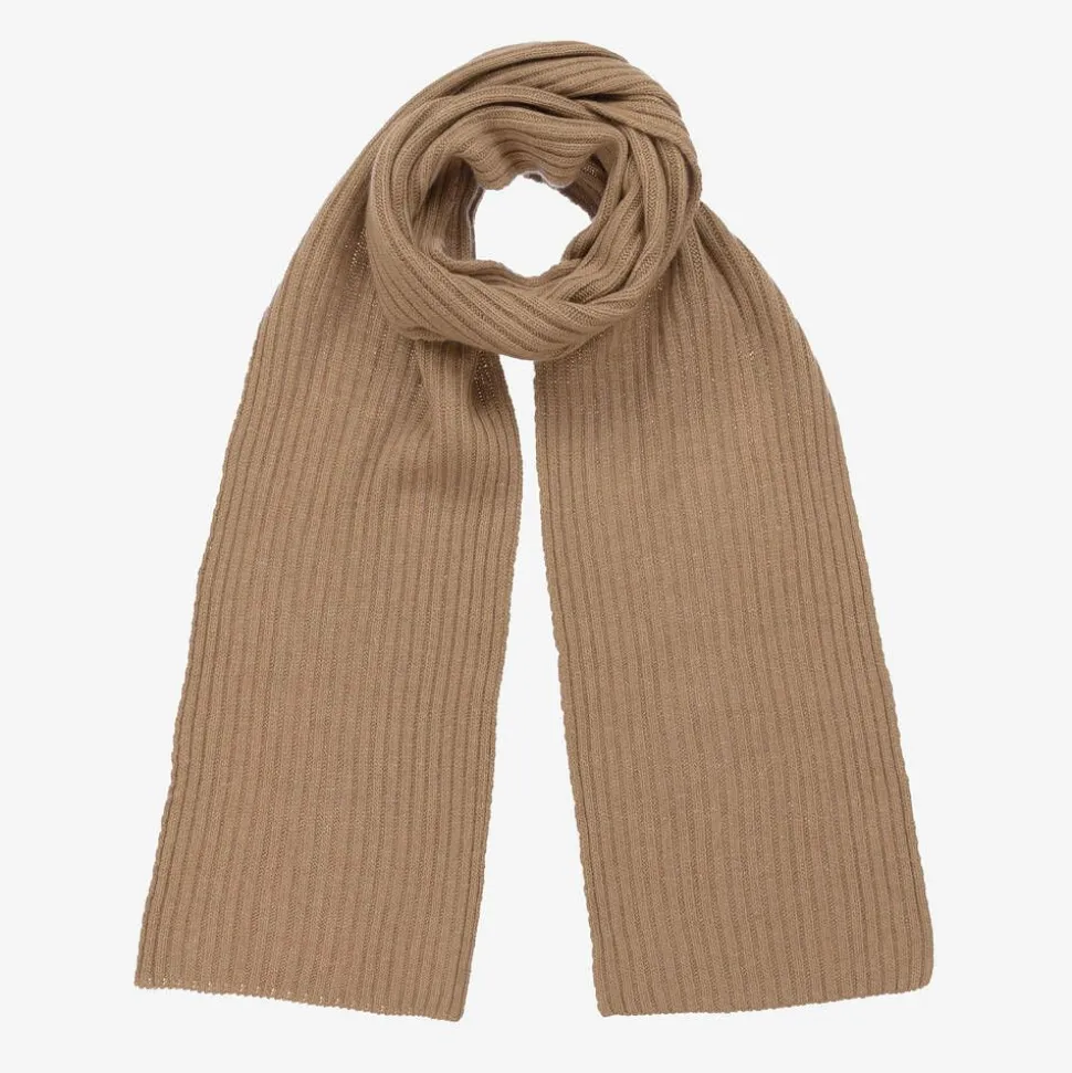 Brown Wool & Viscose Knitted Scarf (190cm)