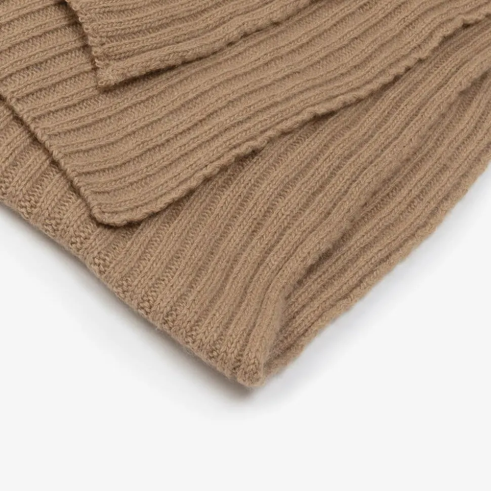 Brown Wool & Viscose Knitted Scarf (190cm)