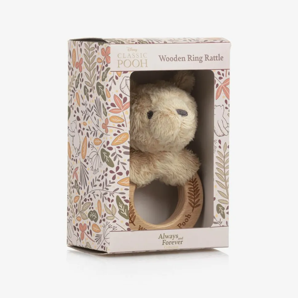 Classic Pooh Bear Wooden Rattle Toy (13cm)