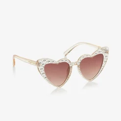 Clear Pink Heart Diamanté Sunglasses (UV400)