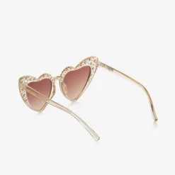 Clear Pink Heart Diamanté Sunglasses (UV400)