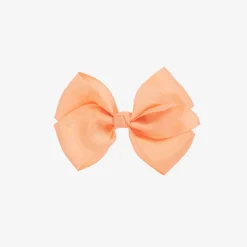 Coral Pink Bow Hair Clip (10cm)