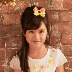 Coral Pink Bow Hair Clip (7cm)