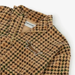 Dark Beige Houndstooth Velour Sweatshirt